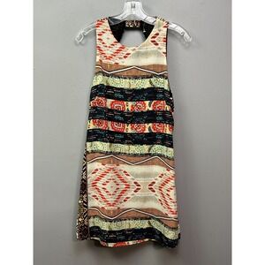 Mabel Dress Womens Small Southestern Sleeveless Open Back Artsy Bold NEW